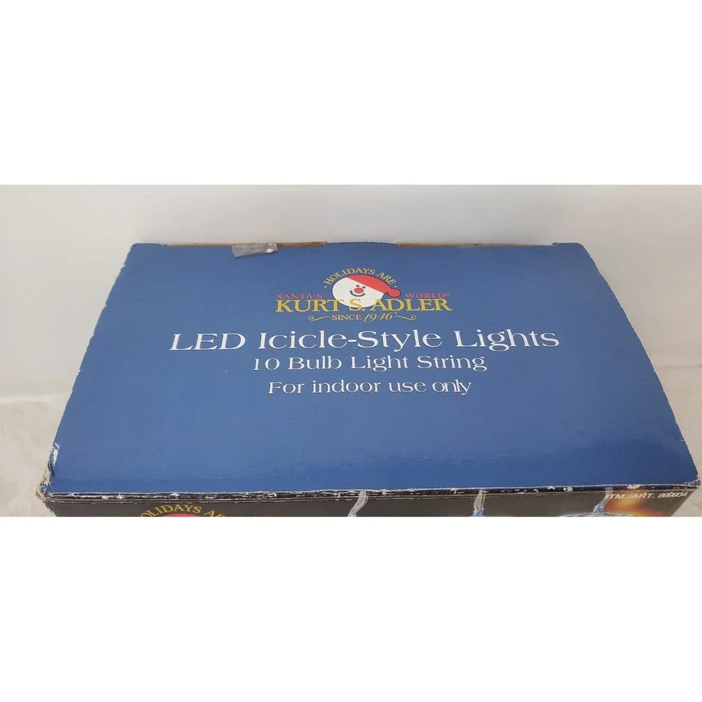 Kurt S. Adler Indoor LED Icicle-Style Lights 10 Bulb String w/Mounting Clips VTG
